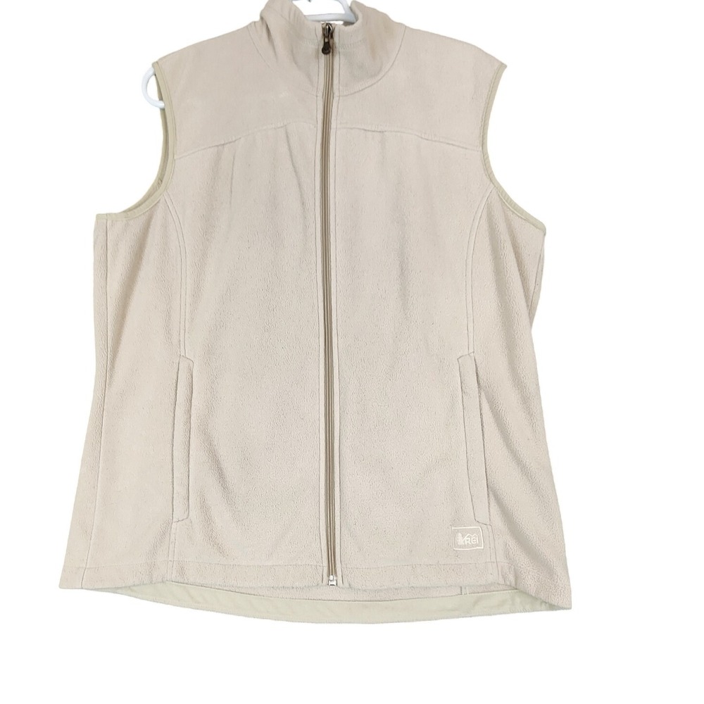 REI Co-op Women's Fleece Vest Full Zip Sleeveless Hiking Layering‎ Beige XL
